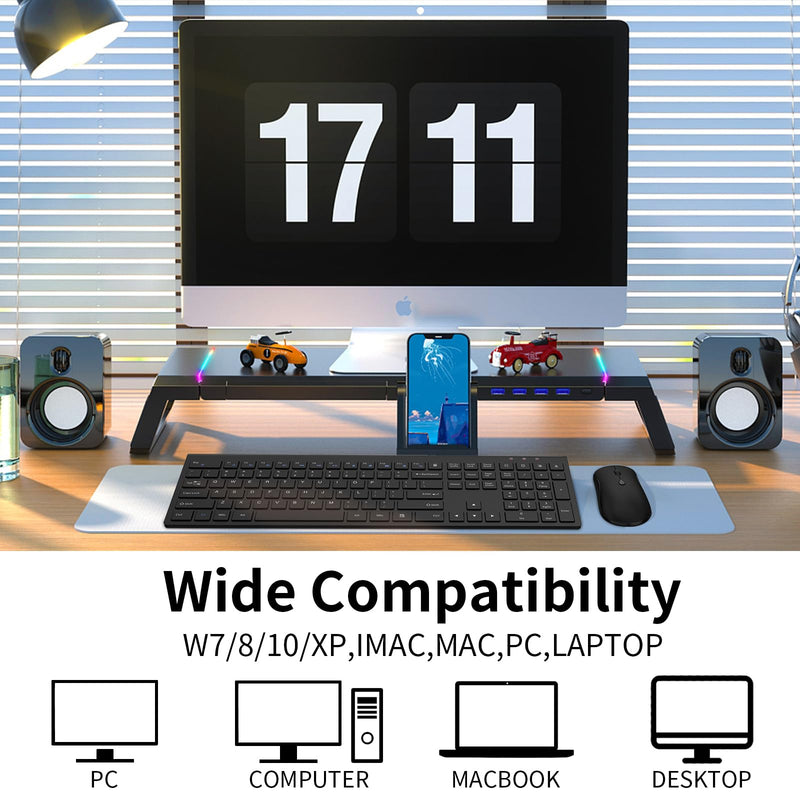 Wireless Keyboard and Mouse Combo, Silent Full-Size Computer Keyboard with Calculator Button, 2400 DPI Mouse, Quiet Click, Slim Cordless USB Keyboard Mouse Set for Laptop PC Windows Mac - Black KM426-Black