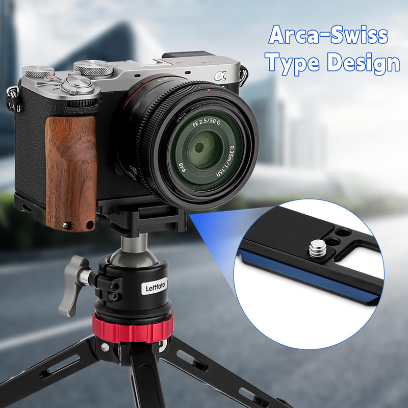 Leftfoto A7CR/A7C II Handgrip L-Shape Bracket with Wooden Grip for Sony A7CR/A7C2 Camera,with Built-in Bottom Arca Quick Release Plate,Ergonomic Retro - Styled Side Handle for Enhanced Grip
