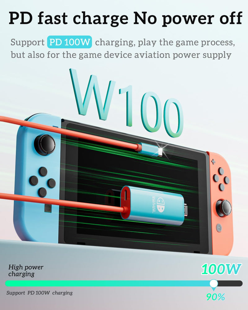 TV Dock HDMI Cable for Switch 2, USB-C to HDMI 2.0 Docking Station Replacement for Nintend0 Switch 2/Switch/OLED, Portable 4K 60Hz Travel Adapter Cord with 100W PD Charging While Playing
