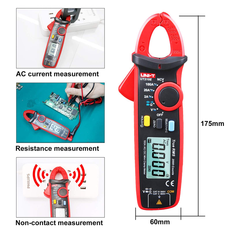 PL NoName VC-330 Handheld Multimeter, Digital Current Clamp CAT II 600 V, CAT III 300 V Display (Counts): 2000 UT210E