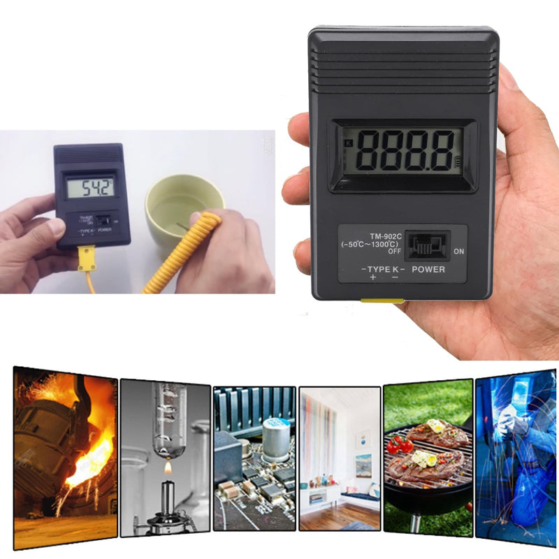 Digital Thermometer Tm‑902c K Thermometer Sensor LCD Temperature Detector with Thermocouple ‑50‑500℃ for Liquid and Semi-Solid Measurements