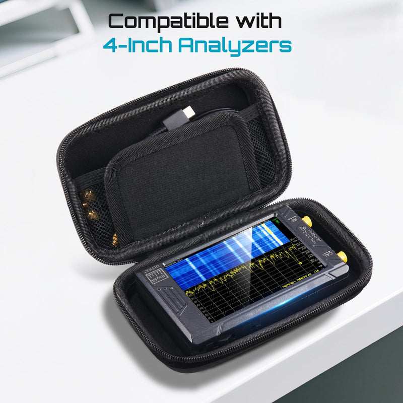 Seesii 4 Inch Protective Case for NanoVNA-H4 & TinySA Ultra: EVA Hard Case with Custom Fit Foam for Antenna and Spectrum Analyzer, Waterproof Shockproof Design with Carrying Strap Improved