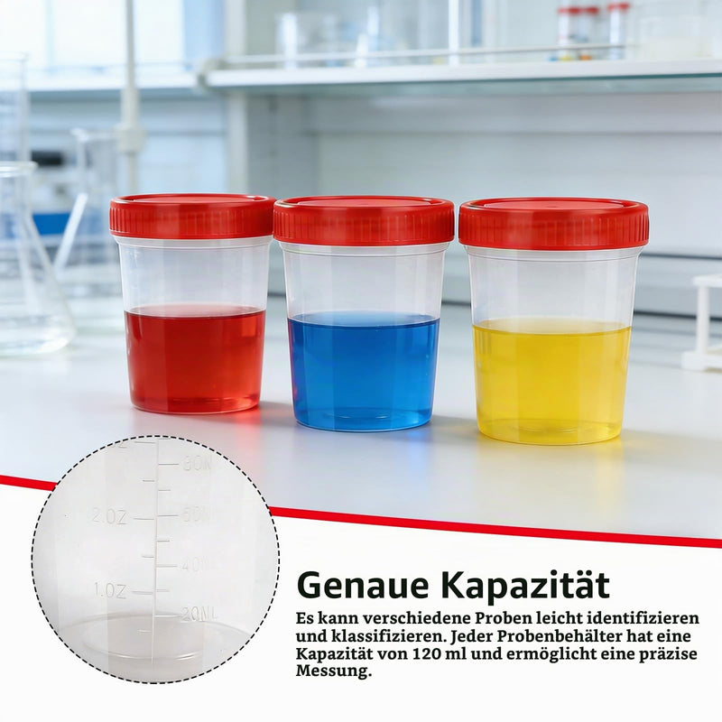 Pack of 30 Sample Cups with Screw Lid, 120 ml Graduated Urine Cup with Lid Urine Sample Cup Sample Container Urine Container for Kitchen Crafts Medicine Urine Samples