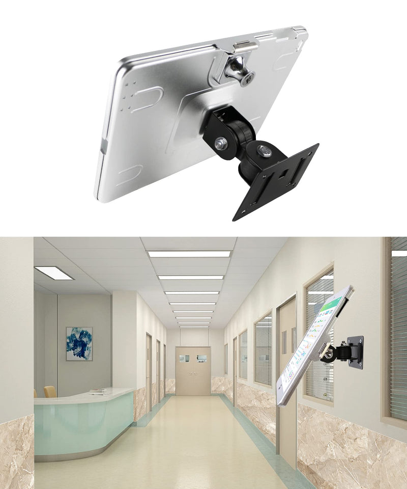 on Wall Mount Bracket for iPad 9.7"(6th,5th,Gen.), 9.7" Air1&2,9.7" Pro,Excluding 9.7"(1th,2th,3th,4th,Gen.),with Lock, Multi Angle,(Silver)