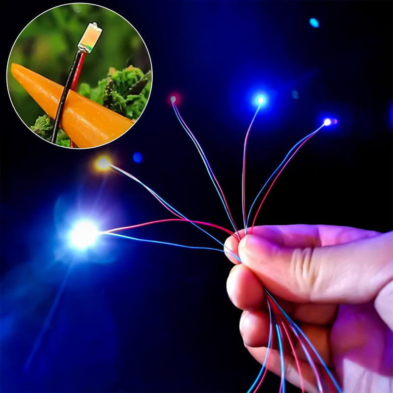 Joycabin Pack of 60 0805 Micro LED Diode Light, Pre-Soldered Micro SMD LED 0805 Pre-Wired with 16 cm PTFE Cable for DIY, Model Making, Decor, Lighting (Red, Blue, Green, Yellow, Purple, White) 6 mixed colors