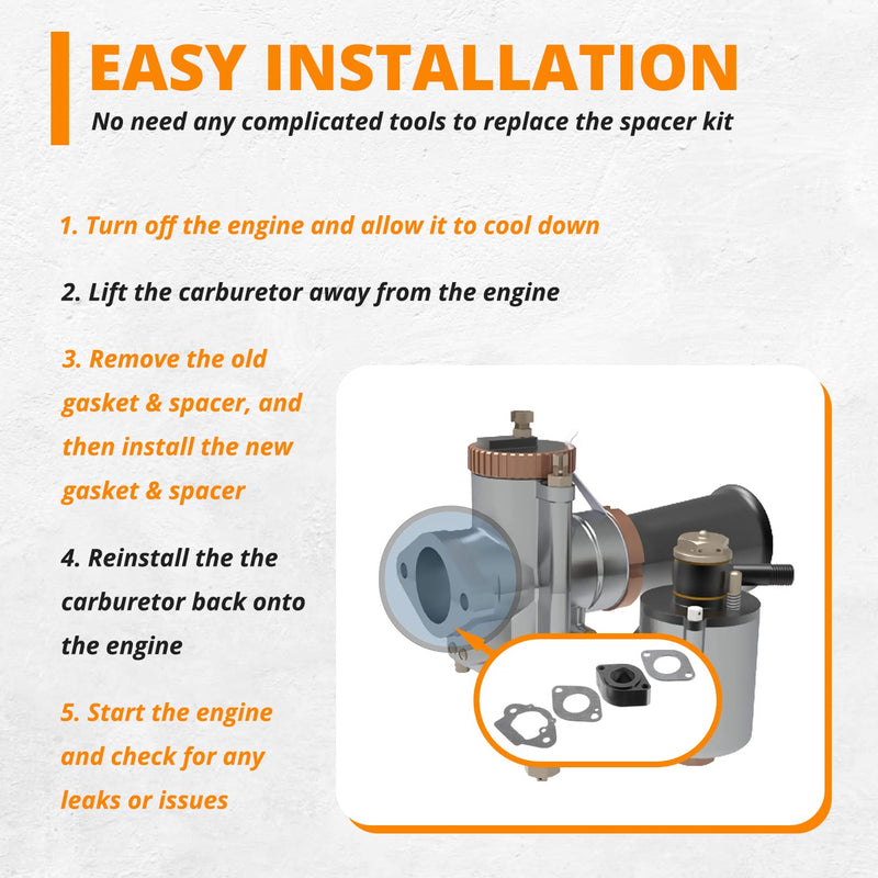 Replace for 694876 Intek Engine Carburetor Spacer Gasket Insulator Compatible with Briggs & Stratton, Fit for Models 201312, 201317, 201332, 201412, 201415