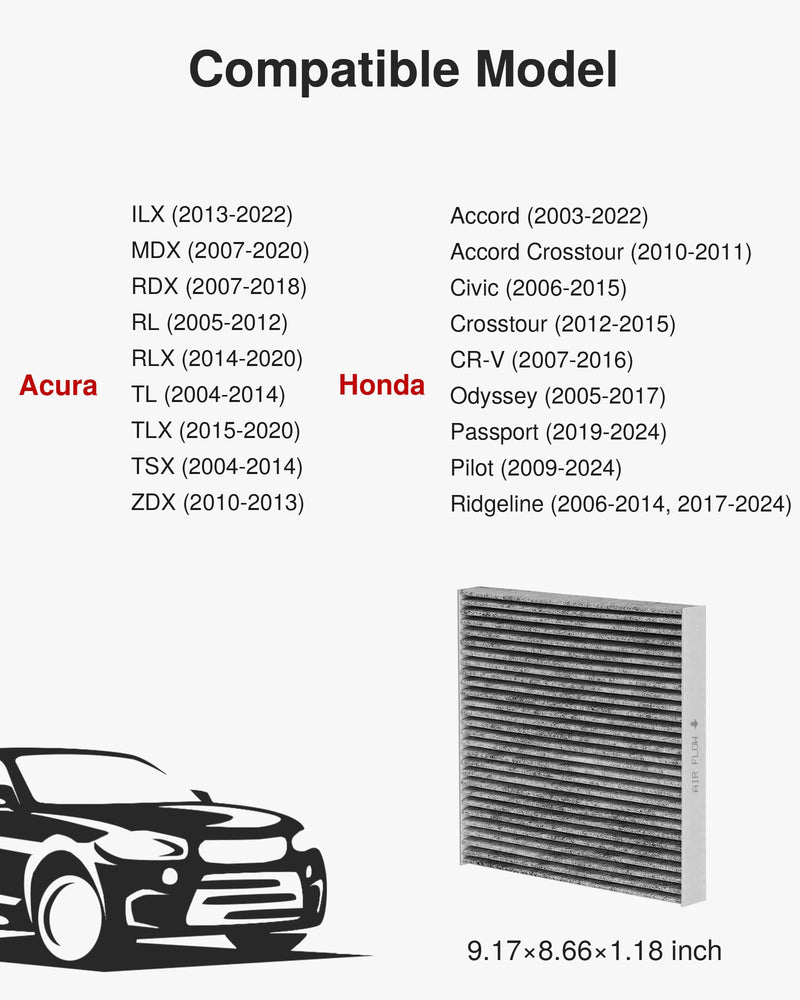 Puroma Cabin Air Filter with Activated Carbon, Replacement for CP134, CF10134, Honda & Acura, Civic, CR-V, Odyssey, CSX, ILX, MDX, RDX, AT134 (1 pc) 1