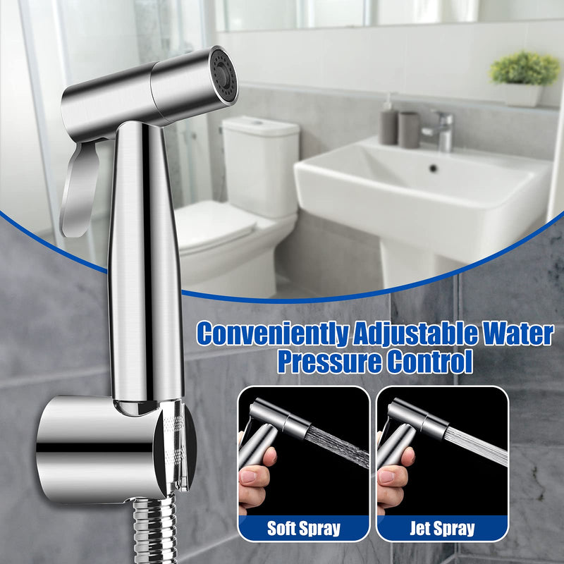 Bidet Toilet Sprayer Kit, Handheld Stainless Steel Baby Diaper Cloth Washer and Full Pressure Leakproof Pet Shower Sprayer