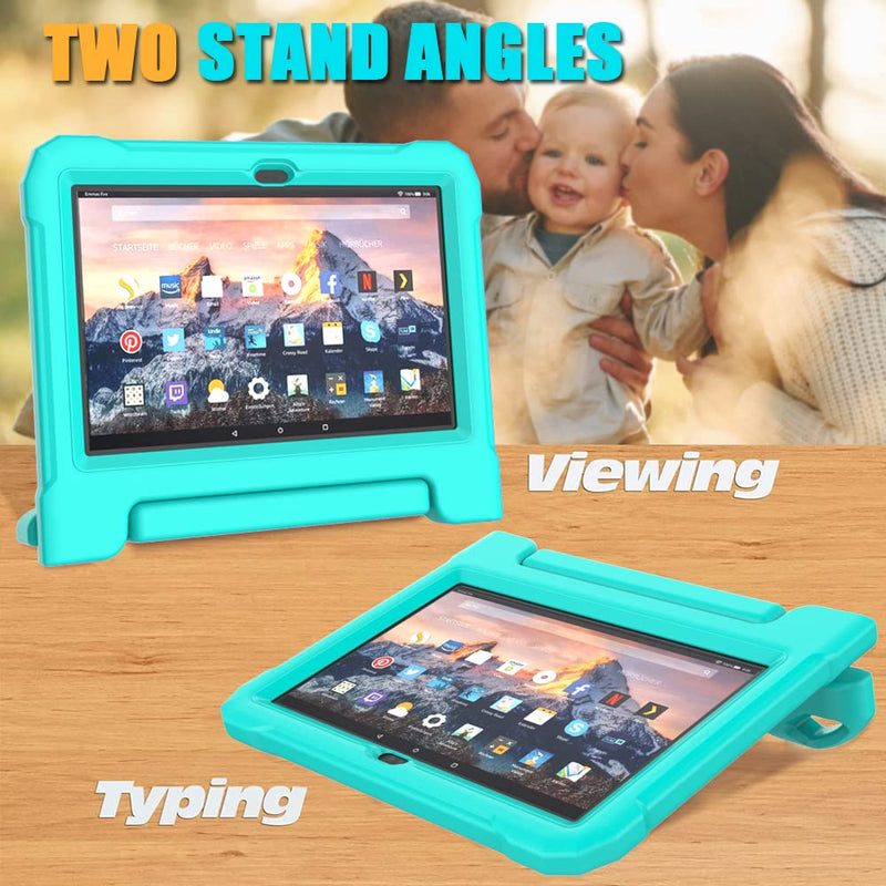 DJ&RPPQ Kids Tablet Case for 1 0 Tablet(13th/11th Generation,2023/2021 Release) - Incompatible with iPad Samsung Lightweight Shockproof Case with Handle Stand for 10In Kids Tablet-Turquois GD-Turquoise