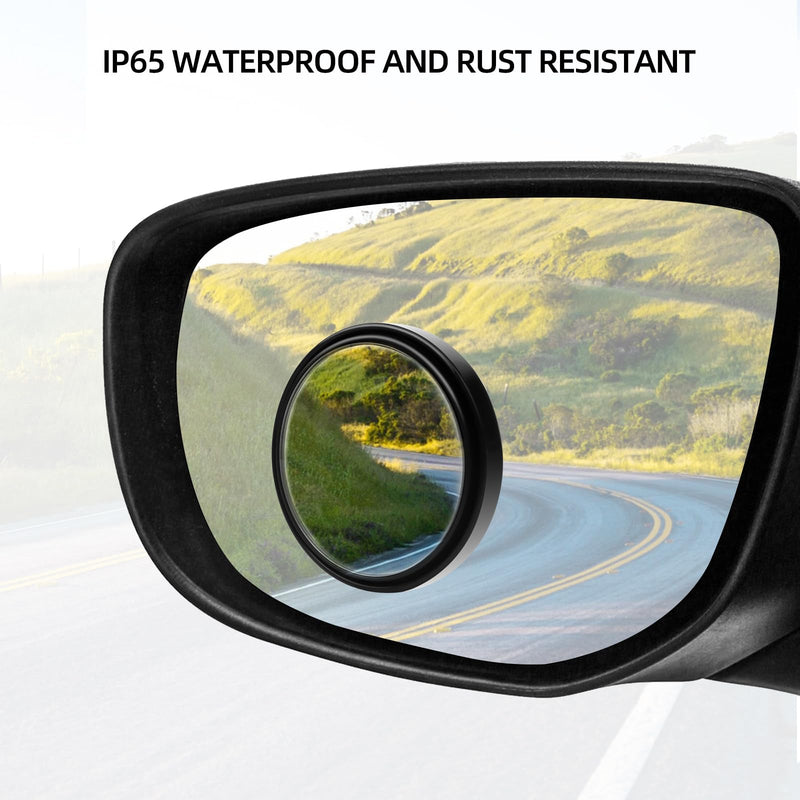 8 Pack Blind Spot Car Mirror, 2" Round HD Glass Side View Mirror Blindspot with Black Frame, 360° Wide Angle Round Side Convex Rear Rearview Mirror with Self Adhesive for Universal Vehicles