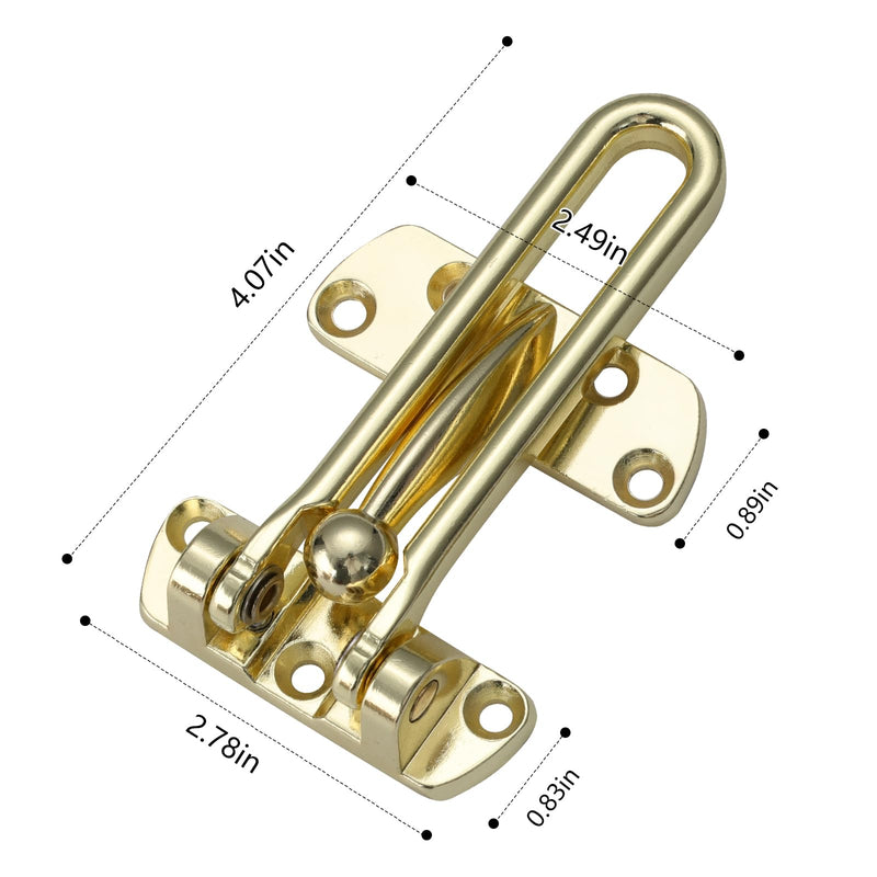 WellMade Swing Bar Door Lock Latch,Door Security Latch for Kids Safety and Home Security, Reinforcement Door Latch Guard Clasp（Bright Brass，4 Pack) 4 Pack Bright Brass