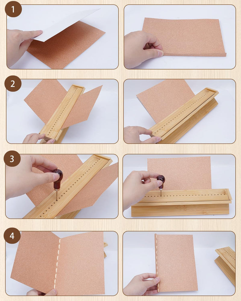 eZAKKA Book Binding Kits with Waxed Thread, Needle,Binder Paper Clips, Awl and Cradle for DIY Bookbinding Crafts and Sewing Supplies, 1+14PCS Book Binding Cradle, 1+14PCS