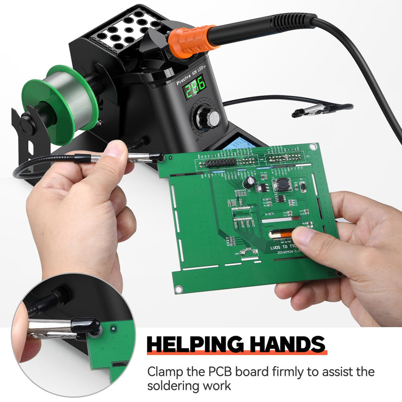 Soldering station, Preciva soldering iron set 60W soldering station 90~480°C soldering iron set with 2 attachable helping hands