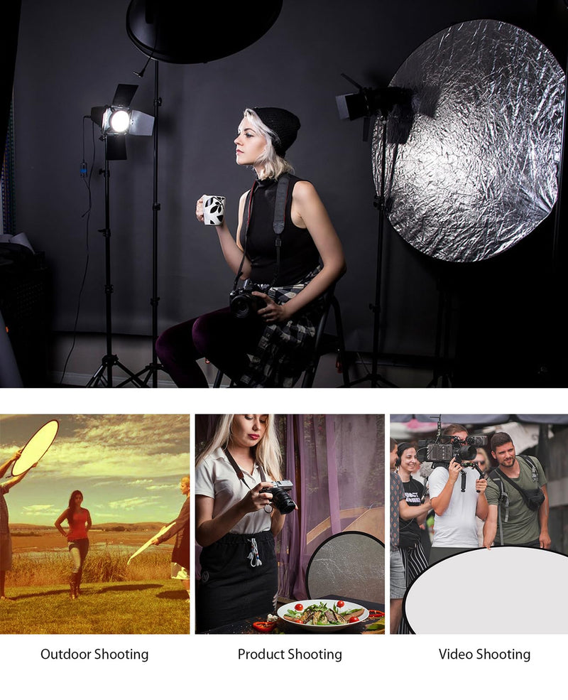 PULUZ 5-in-1 Collapsible Reflector for Photography - 24” (60cm) Light Reflector with Storage Bag Kit for Studio Photography Lighting Outdoor (Silver/Translucent/Gold/White/Black) 24 Inch/60cm