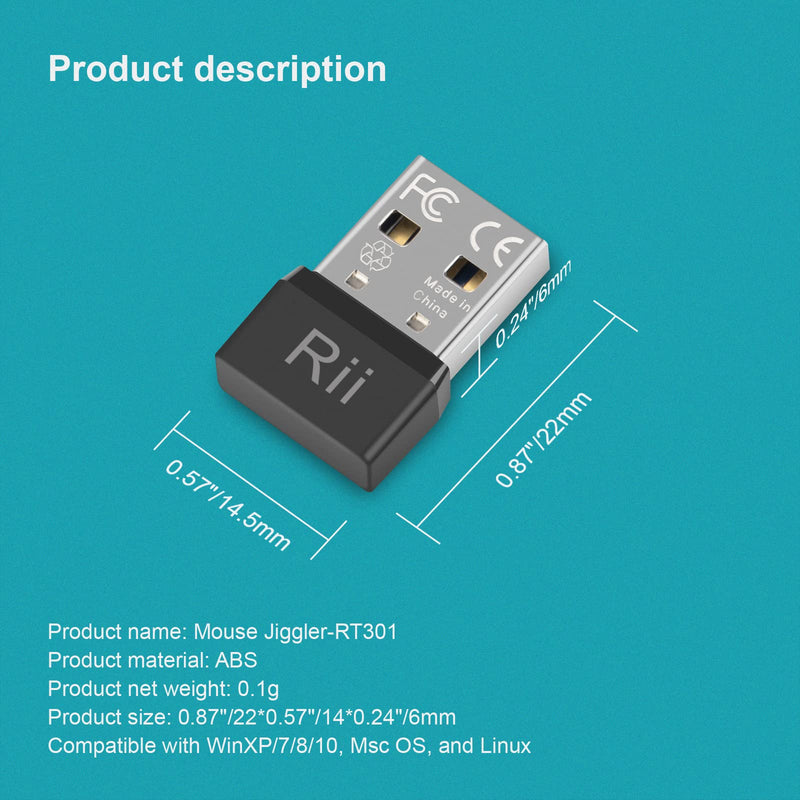 Rii Automatic Mouse Mover Jiggler, USB Port for Computer Laptop, Simulate Movement to Keep Computer Awake, Plug and Play (10-Pack) RT301-10Pack