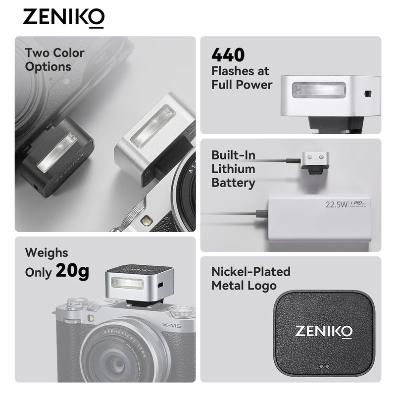 ZF08 Flash for Camera w/Flash Height Booster, GN16, CCT 6500k ±200k, Universal Hot Shoe Mount, 3s Fast Recycling, Full Power Camera Flashes for Sony/Canon/Nikon/Panasonic/Olympus (Black) ZF08 Black