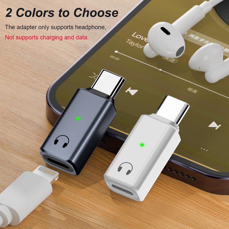 USB-C to Lightning Audio Adapter, USB Type C Male to Lightning Female Headphone Converter for iPhone 15/15 Plus/15 Pro/15 Pro Max, iPad Pro/Air, Not for Charging&Data (White) White