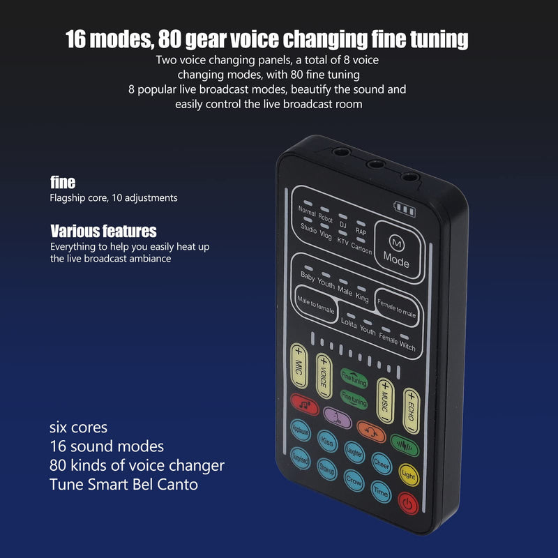 Voice Changer, I9 Live Sound Card Voice Changer Portable Mini Gaming Voice Plug and Play for Game Anchor Recording Mobile Phone Computer (Ejoyousngbuw0745m-11) Ejoyousngbuw0745m-11