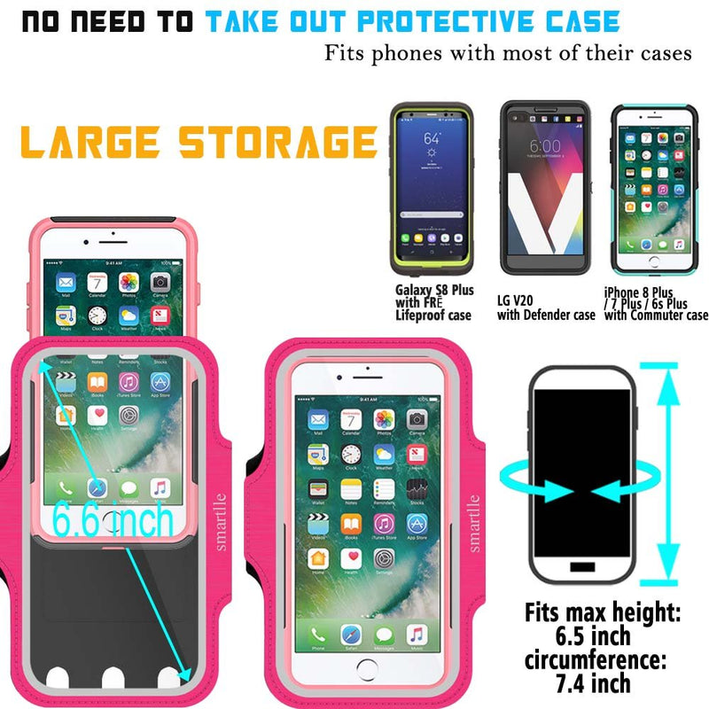 Arm Phone Holder for Running, Armband Cellphone for iPhone 15 14 13 12 11 Pro Max/XR/8 7 6s Plus, for Galaxy A/S/Note Up to 6.9’’, for Exercise Gym Fitness Sports Gear -Pink Pink