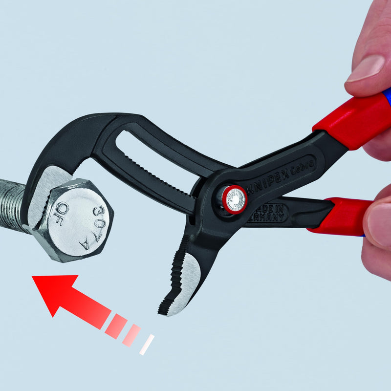 Knipex 87 22 250 10" Cobra QuickSet Hightech Comfort Grip Water Pump Pliers, Multi Component Grips 50mm Capacity, 250mm