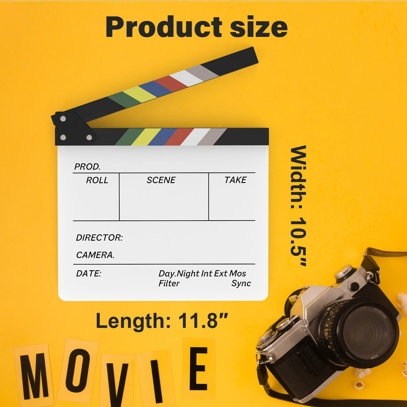 Acrylic Film Movie Clapper-Board,Hollywood Directors Photography Studio Video TV Clapper Board with Erasable Pen Movie Theater Props Decor,Acrylic Clap Board 10.5 X 11.7 inches
