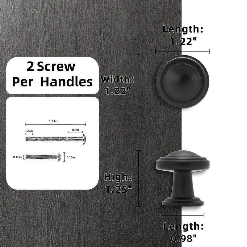 10 Pack Matte Black Kitchen Cabinet Knobs Round Zinc Alloy Cabinet Knobs Black Drawer Knobs Kitchen Hardware Solid Cupboard Knobs Drawer Knobs Knob 10