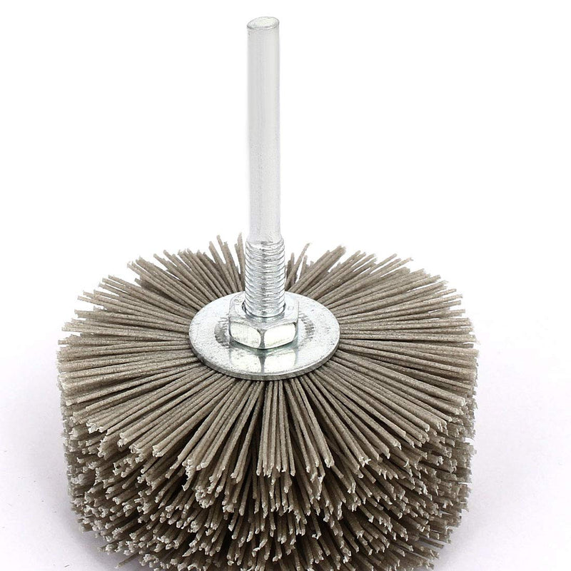 sourcing map 6mm Shank 82mm Dia Head 240 Grit Abrasive Nylon Wheel Brush Grinding Tool DE de