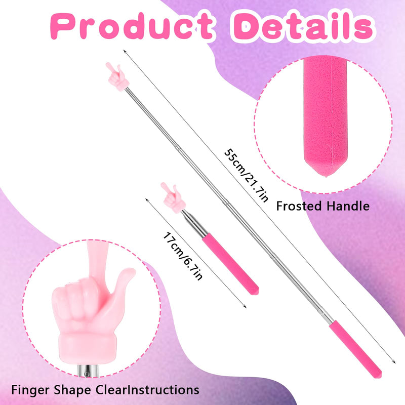 4 Pcs Extendable Hand Finger Pointer Stick Telescopic Classroom Teacher Pointer Retractable Demonstration Baton for Elementary School Kindergarten Children Reading Conference Presentation