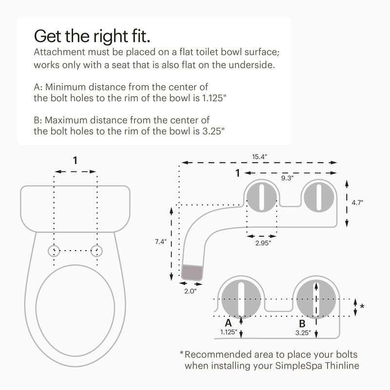 Brondell Bidet - Thinline SimpleSpa SS-150 Fresh Water Spray Non-Electric Bidet Toilet Attachment in White with Self Cleaning Nozzle and SafeCore Internal Valve x