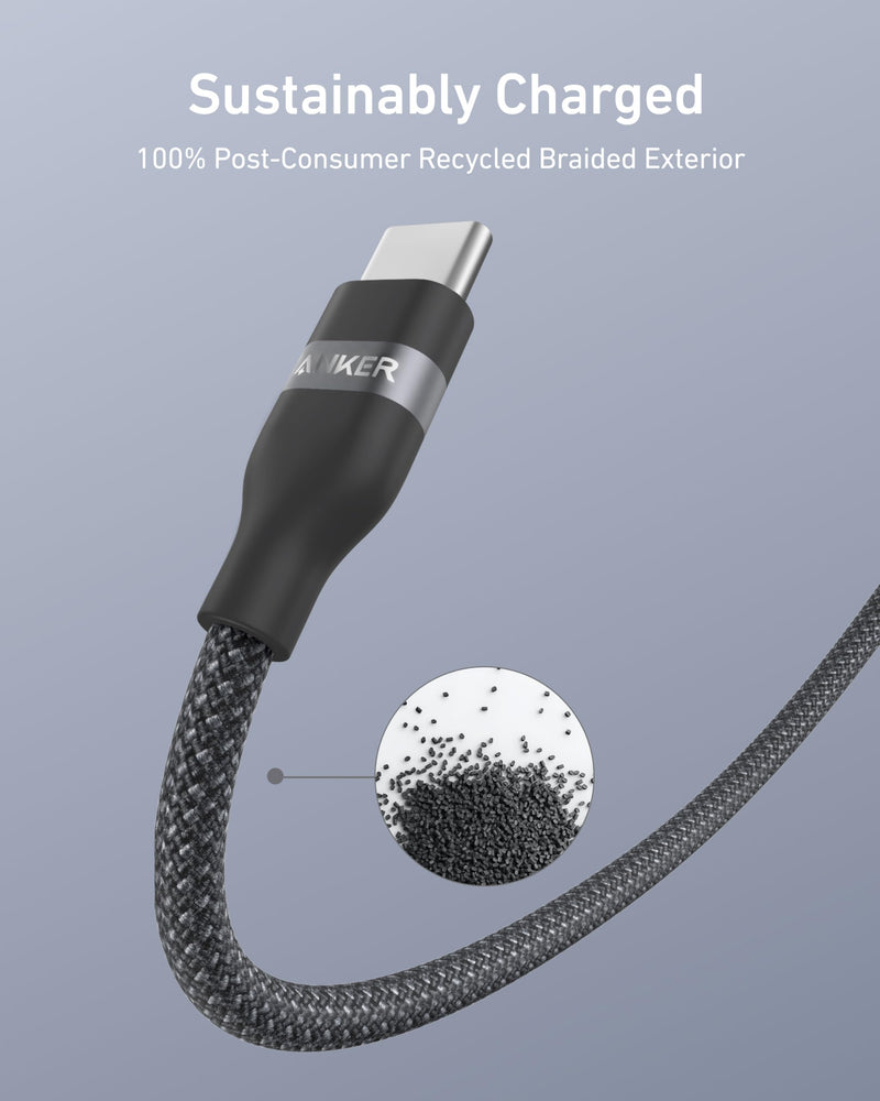 Anker Car Carplay Cable for iPhone 17 16 Pro Max Plus, Upcycled Braided USB A to USB C Car Charger Cord for Samsung Note20 and More (3FT, Black) (Pack of 2) 3ft (Pack of 2)