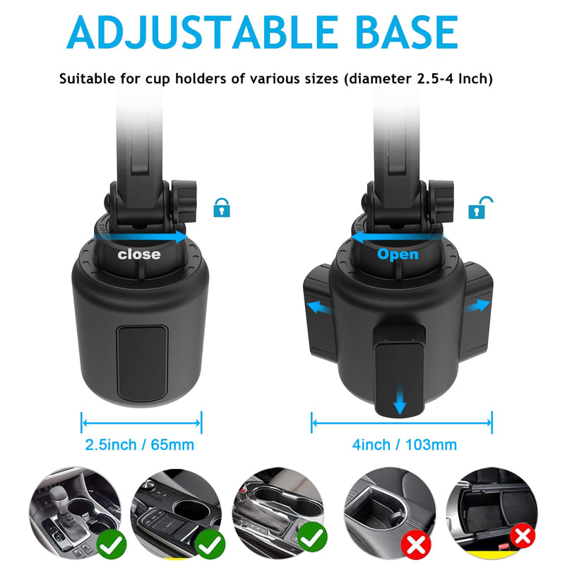Cup Holder Tablet Mount for Car [Height Adjustable Arm] Vehicle/Truck Cupholder Tablet Mount Drink Holder for 4-12.9" Devices, iPad Pro Air Mini, Galaxy Tabs, iPhone, Tablets & Phones