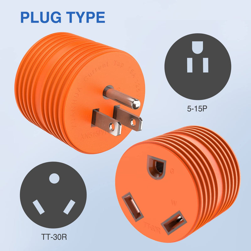 Nilight 15 Amp to 30 Amp RV Power Adapter 110 Volt Heavy Duty RV Plug 5-15P to TT-30R 15A Male Plug to 30A Female Receptacle for RV Generator Camper Caravan Electrical Power Converter 15Amp Male to 30Amp Female