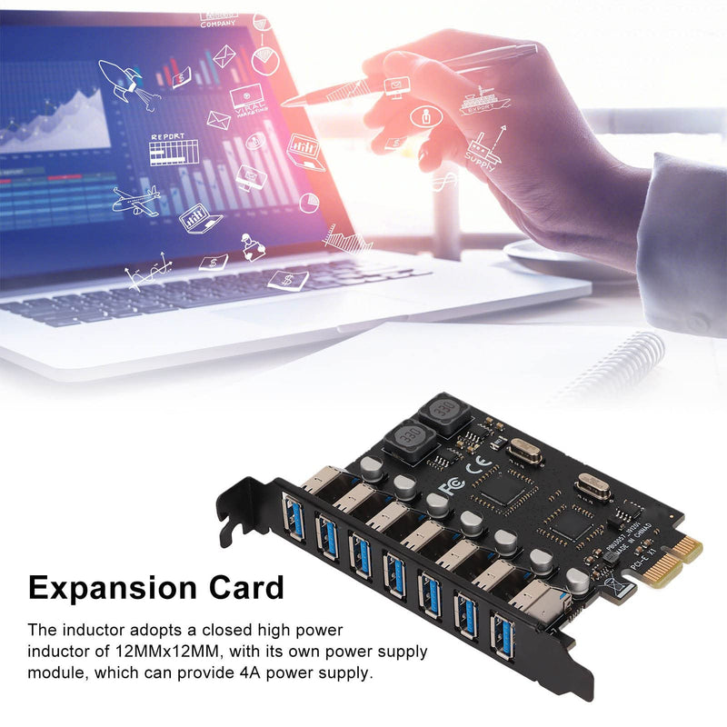 PUSOKEI 7 Ports PCI-E to USB 3.0 Expansion Card, 5Gbps High Speed USB3.0 PCI-EX1 X4 X8 X16 Adapter, Internal USB3.0 Hub Converter for Desktop PC, for for XP, for WIN7, for WIN8, for WIN8.1, for WIN10
