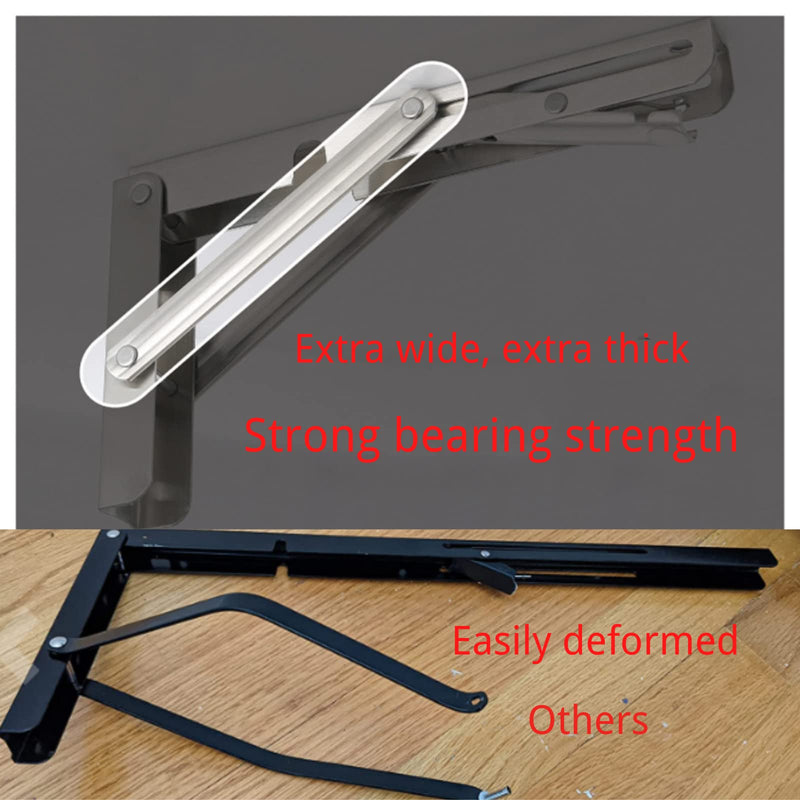 Folding Shelf Brackets 16 inch,Folding Brackets Heavy Duty Max.Load 410lb,DIY Space Saving Wall Mounted Folding Table,Pack of 2