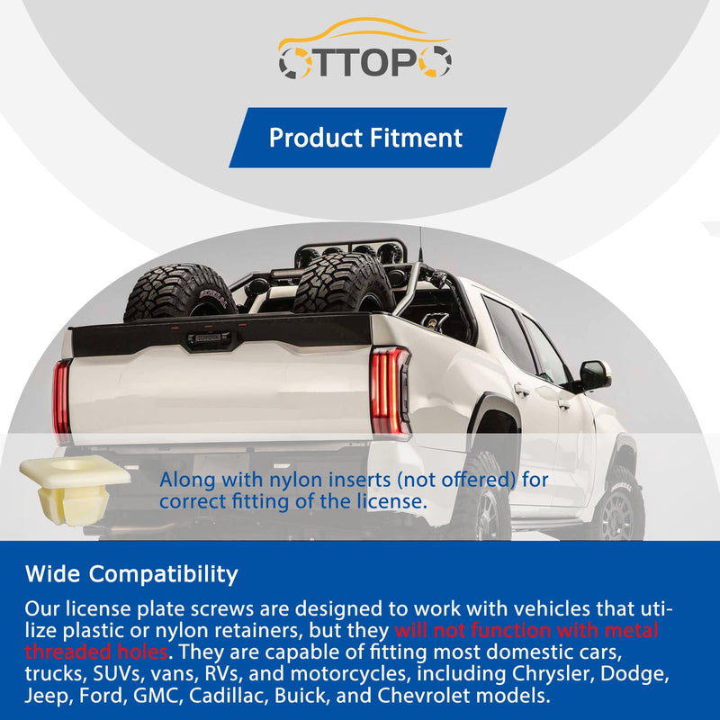 Black License Plate Screws 18-8 Stainless Steel with Phillip Pan Head for Domestic Vehicles Front and Rear License Plate Bolts 8 Pack