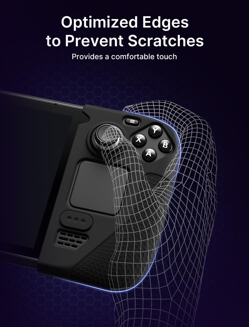 JSAUX Silicone Grip Protection Case for Steam Deck OLED and Steam Deck LCD, Steam Deck Grip, Steam Deck GripSkin, GripArmor Silicone Sleeve Set (one Left and one Right) - GP0016 Black