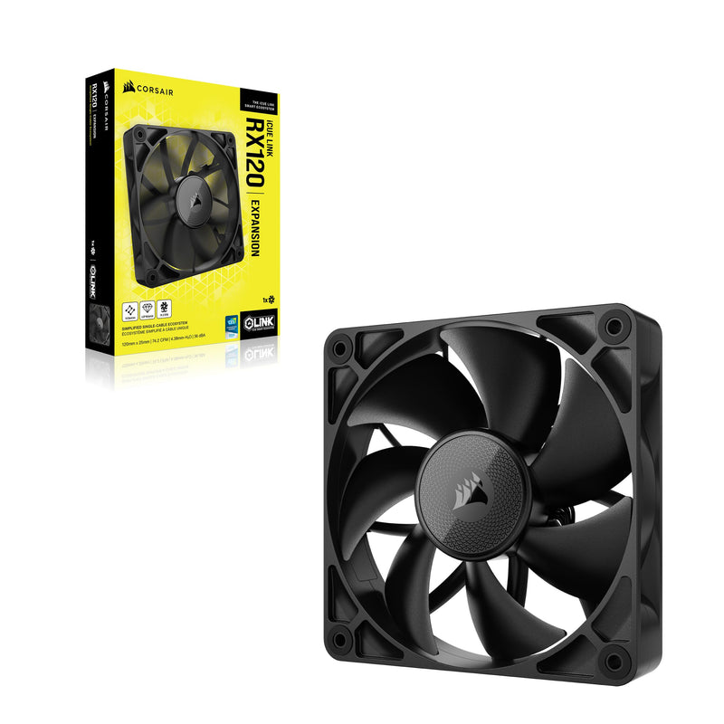 CORSAIR iCUE Link RX120 120mm PWM Fan - Magnetic Dome Bearing - Single Fan - Black Non-RGB 1 x 120mm