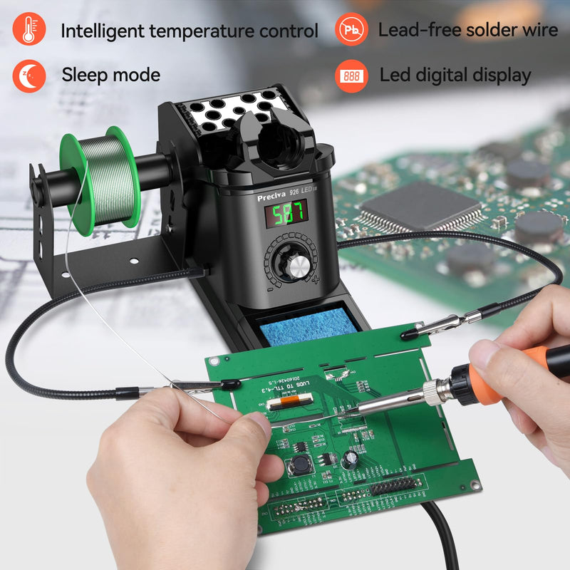Soldering station, Preciva soldering iron set 60W soldering station 90~480°C soldering iron set with 2 attachable helping hands