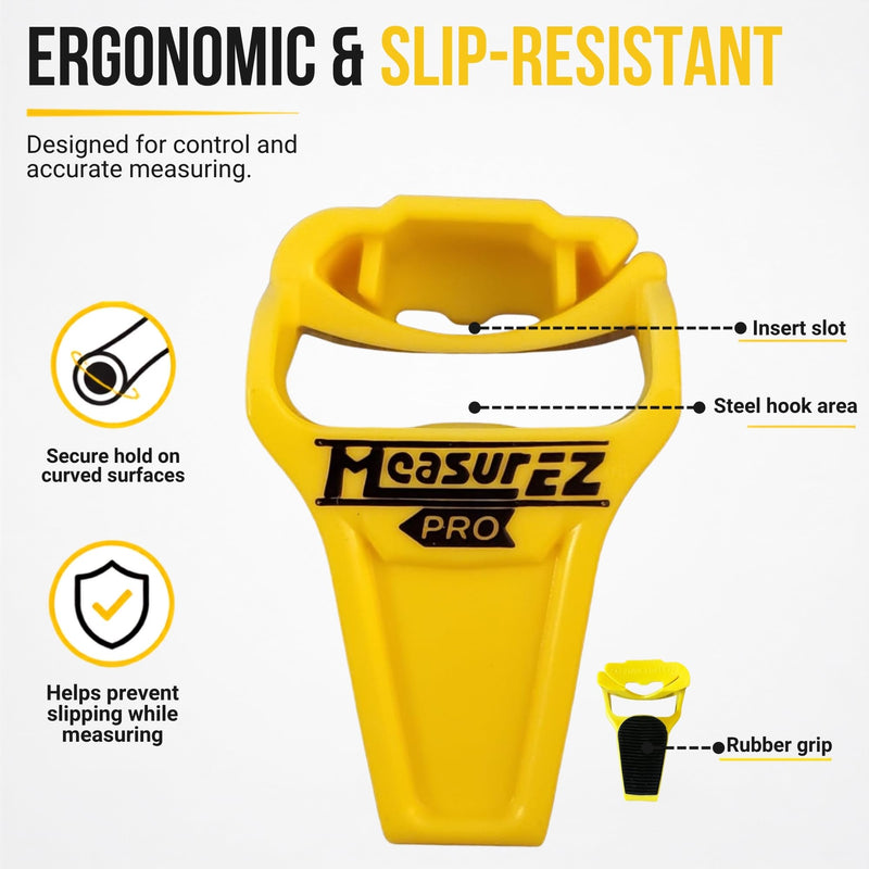 No Slip Tape Measure Hook Extension | Rubber Grip Hook for Round Edges (2 Pack) | Measure Pipes, Columns & Curved Surfaces | Do-It-Yourself, Handyman, Construction Gift & Stocking Stuffer | USA Made 2 pack