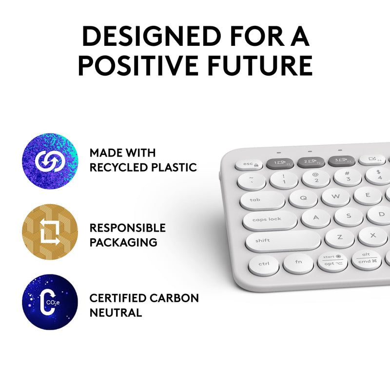 Logitech Pebble Keys 2 K380s, Multi-Device Bluetooth Wireless Keyboard with Customizable Shortcuts, Slim and Portable, Easy-Switch for Windows, macOS, iPadOS, Android, Chrome OS - Tonal White