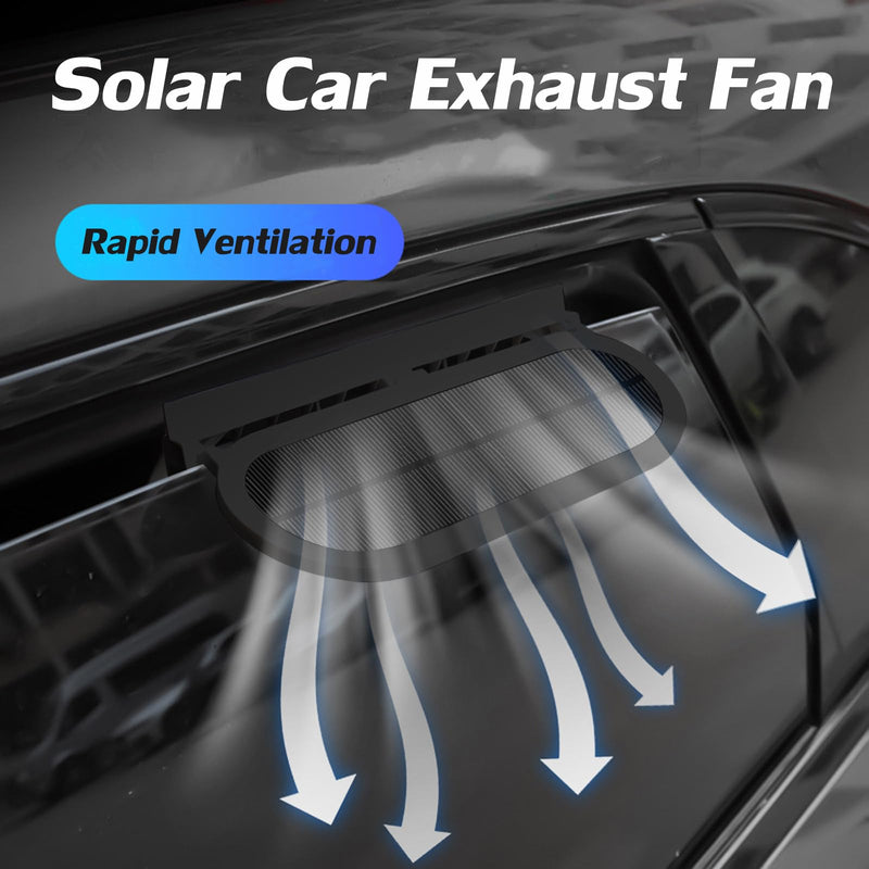 Car Solar Powered Exhaust Fan Car Window Exhaust Fan Vehicle Ventilation Fan Auto Air Vent Cool Fan Cooler Ventilation System Car Radiator Cooling Fan with Three Air Outlet (Black) Black