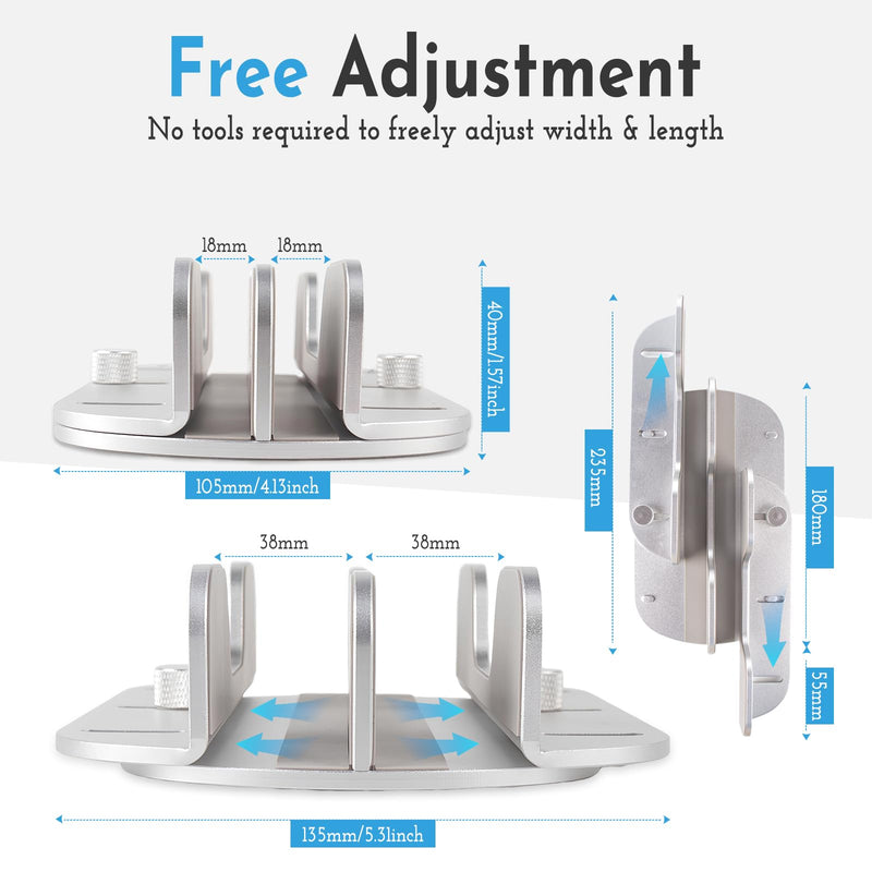 Vertical Laptop Stand for Desk Double 2 Slots Laptop Stand Holder Adjustable for All MacBook/Chromebook/Surface/Dell/Ipad