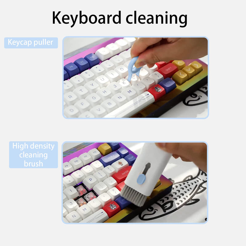 7 in 1 Electronic Cleaner kit - Keyboard Cleaner, Keyboard Cleaning Kit, Laptop Cleaner with Brush, Electronic Cleaner for Airpods pro/Laptop/Phone/Computer/Screen (Give Away a Flannel Cloth) Blue B-eight in one-blue