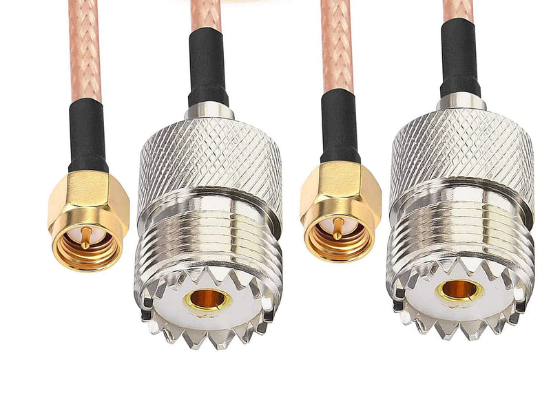 DHT Electronics Handheld Antenna Cable SMA male to UHF SO-239 Female Connectors 6'' Pack of 2