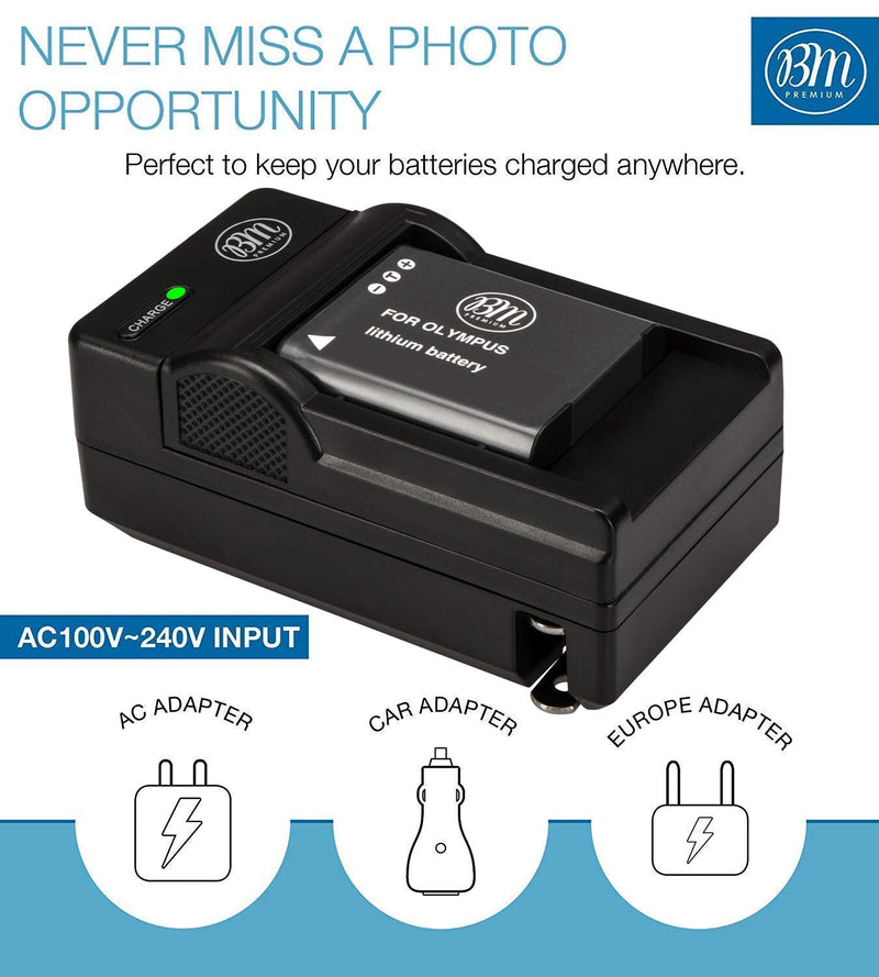 BM Premium LI-42B Battery and Battery Charger for Olympus Stylus 1040, 1050W, 1060, 1070, 1200, 7000, 7010, 7020, 7030, 7040, Tough 3000, TG-310, TG-320, VR310, VR320, VR330 Digital Camera