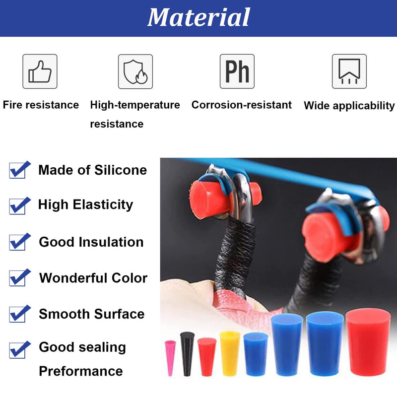 Tnisesm 42Pcs High Temp 1/16" to 3/4" Silicone Rubber Tapered Plug Kit for Powder Coating, Cerakote, Paint & General Sealing - Non-Toxic, Flexible & Reusable