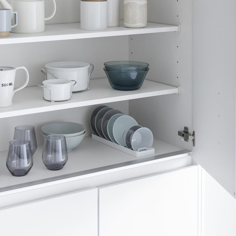 Yamazaki 1371 Tower Bowl Storage S White Steel Minimalist 32 x 8.6 x 2.2 cm (L x W x H) | Steel, with non-slip silicone feet, organizer for shelves and drawers, 8.6 x 32 x 2.2 cm, Japanese design