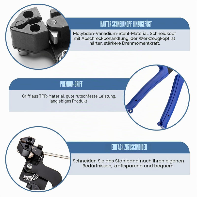 Pack of 100 Stainless Steel Cable Ties and Metal Tie Gun, 4.6 x 200 mm Cable Tie Pliers, Metal Cable Tie Tool, Cable Tie Gun for Tightening Cut Cable Bi