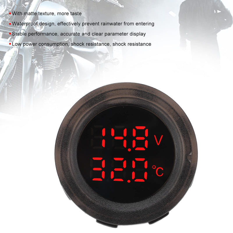 Car Thermometer Gauge, 12V‑24V Dual Display Car Temperature Thermometer Waterproof Digital Car Voltmeter Temperature Monitor Thermometer Detector