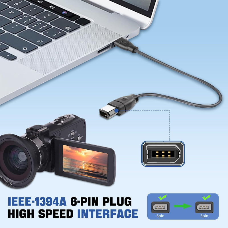 LBSC 6 pin to 6 pin Firewire Cable iLink DV Cable Firewire 400 IEEE 1394 Cord 6-6 ilink Cable for Camera Camcorder(6ft,6 Pin Firewire 400 to 6 Pin Firewire 400)